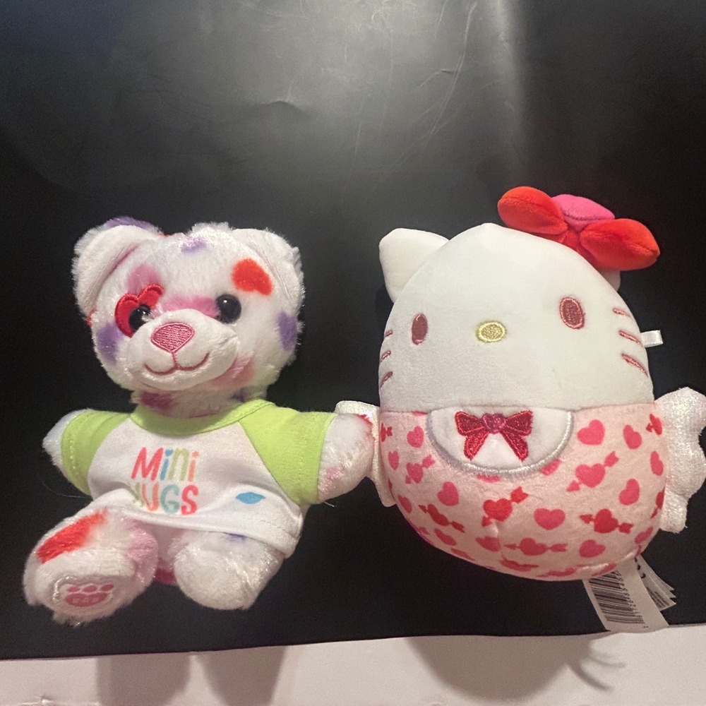 Sanrio Hello Kitty Squishmallow & Build-A-Bear Mini Hugs Teddy Bear Plush Bundle - Picture 3 of 5